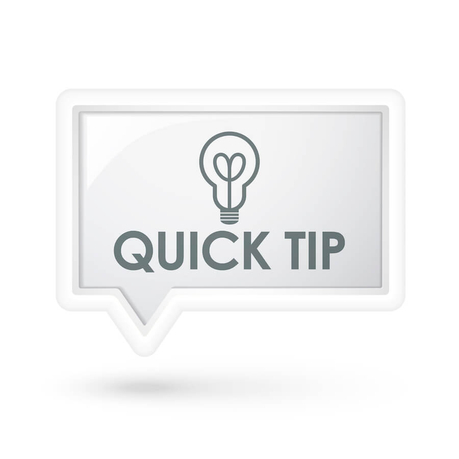 quick tip with bulb icon on a speech bubble